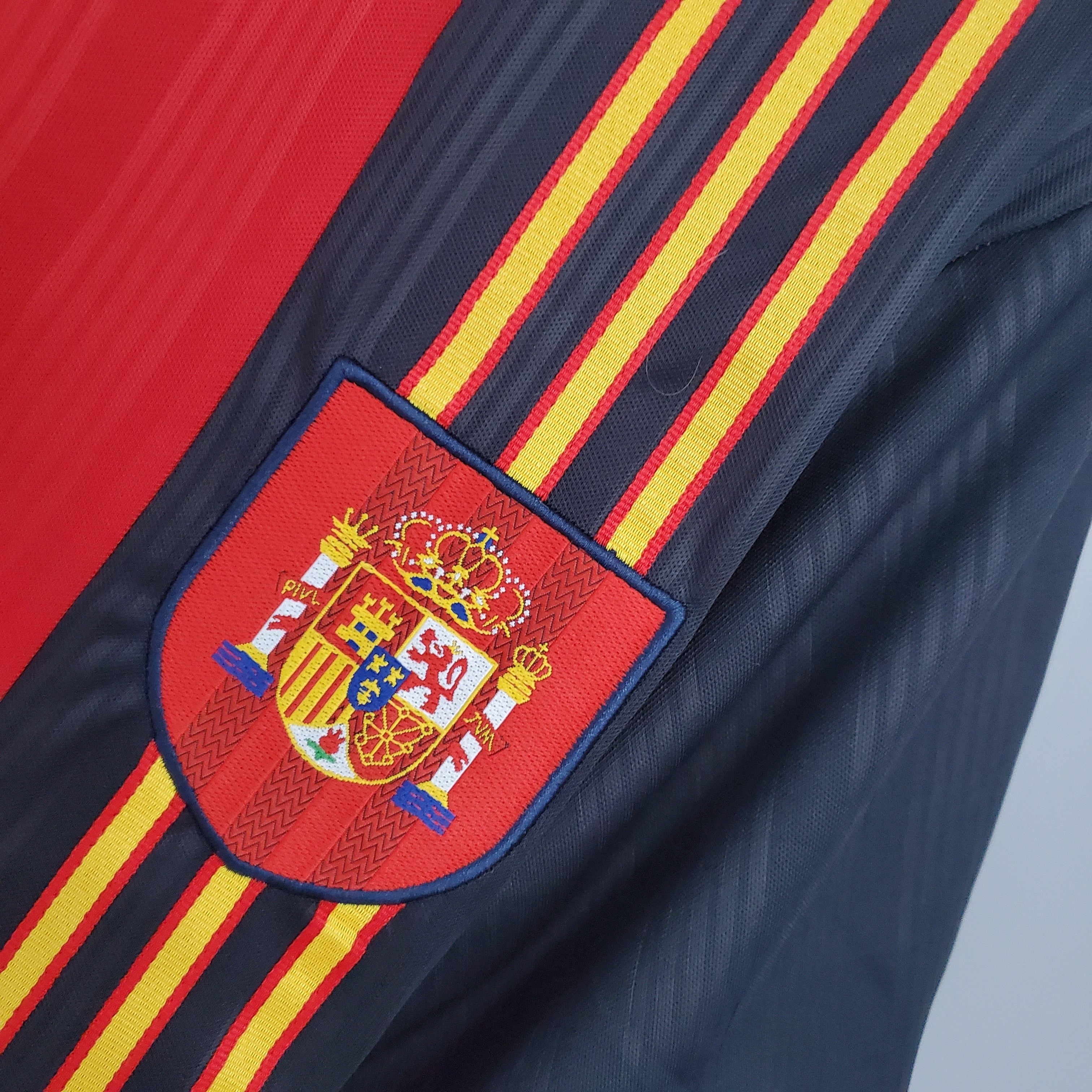 1990s Spain Retro Football Shirt | Red Black Home