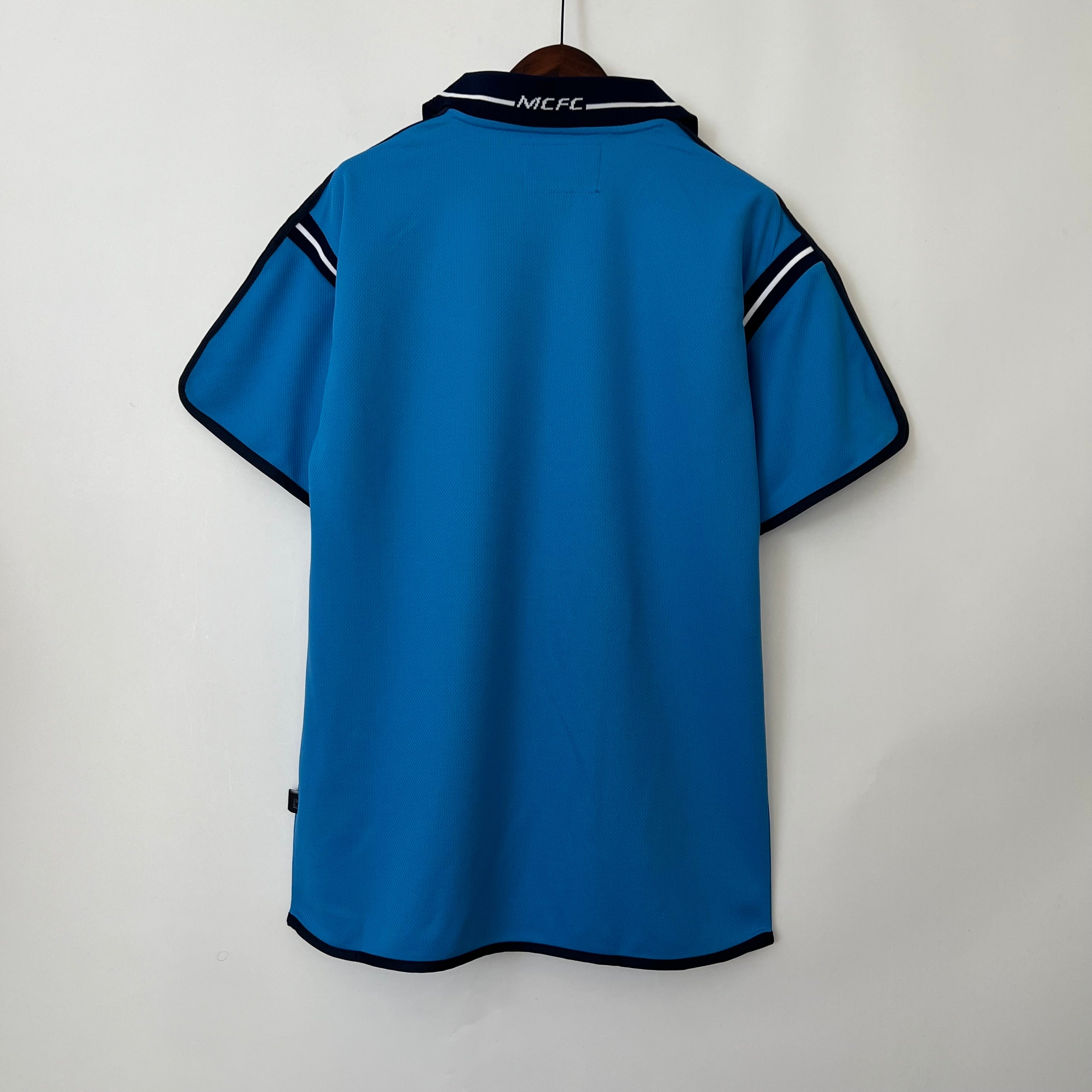 1990s Manchester City Retro Football Shirt | Sky Blue Black Home