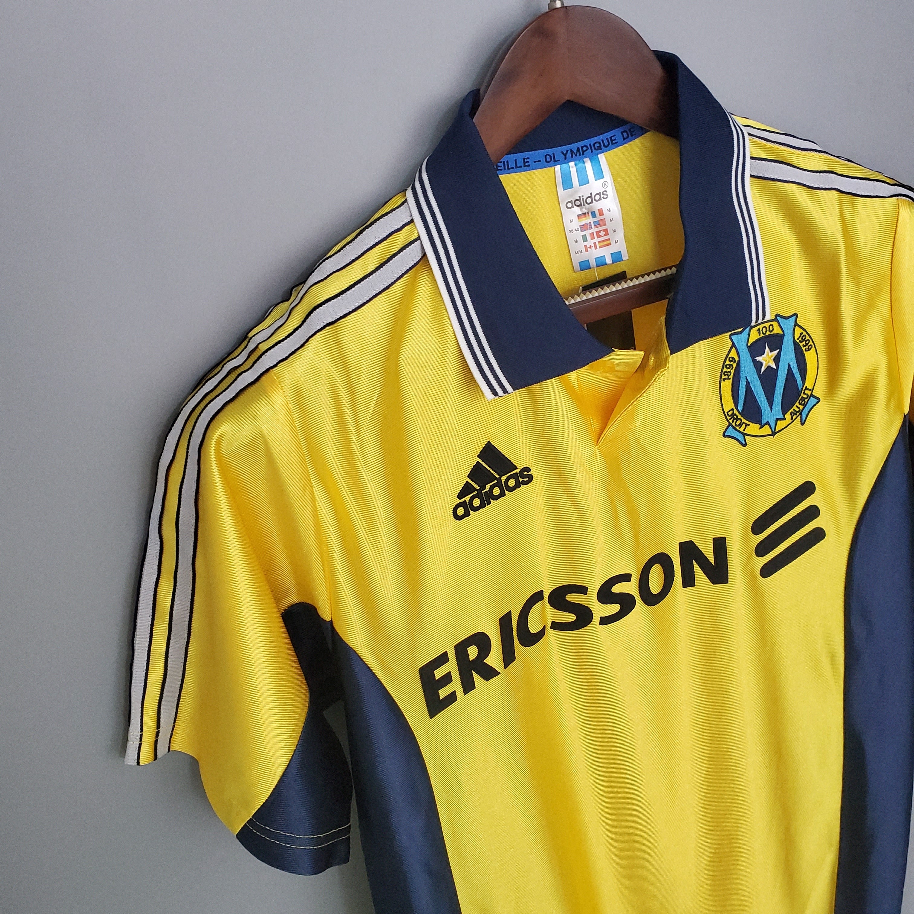 1990s Marseille Retro Football Shirt | Yellow Navy Home