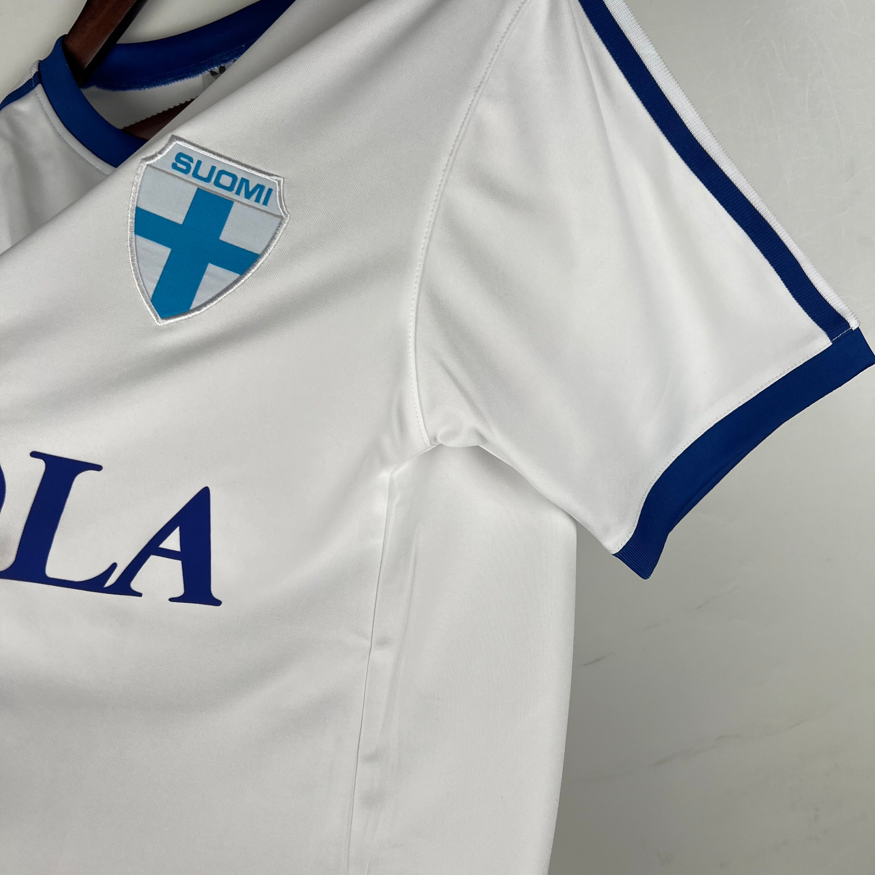 1980s Finland Retro Football Shirt | White Blue Home