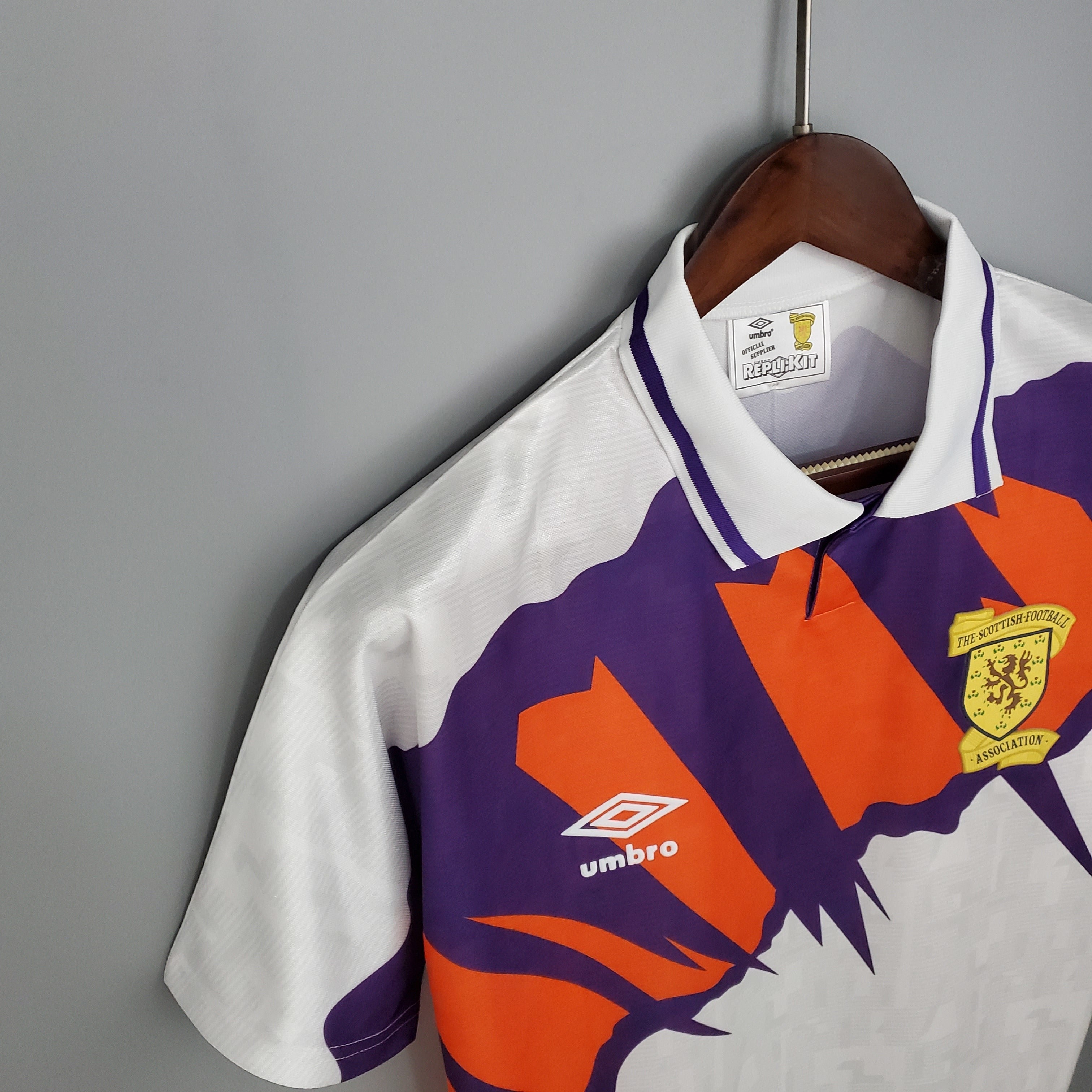 1990s Scotland Retro Football Shirt | Purple Orange Home