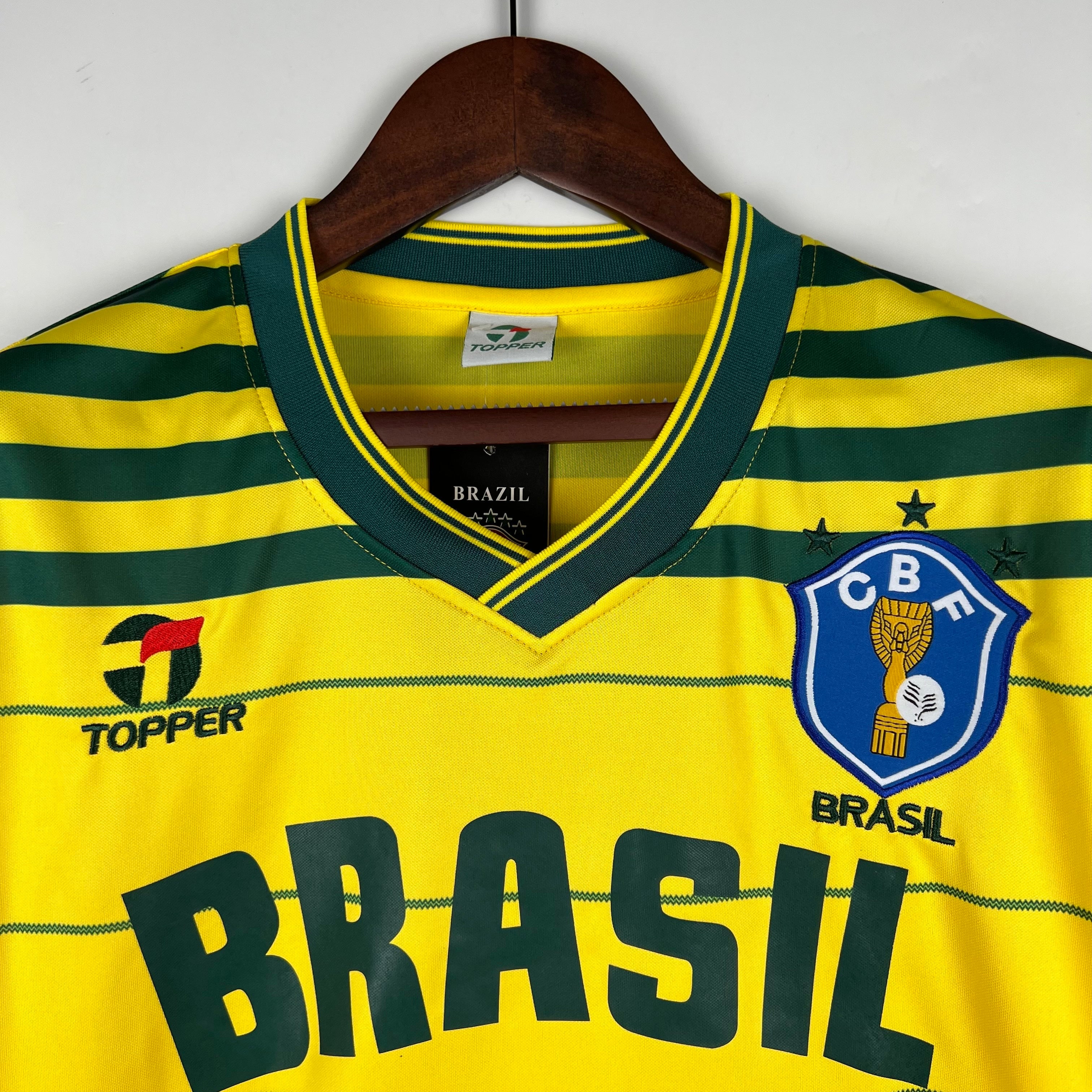 1990s Brazil Retro Football Shirt | Yellow Green Home