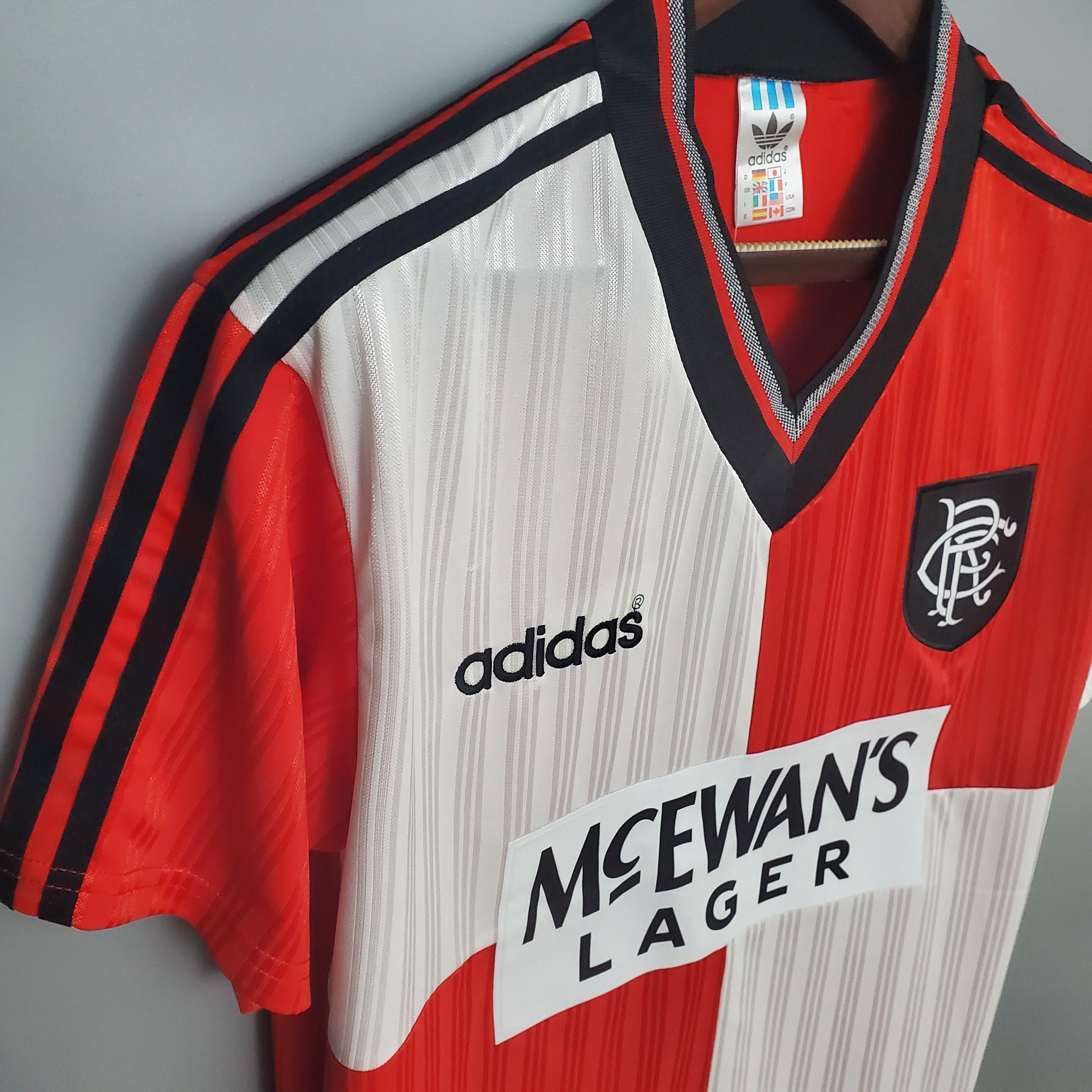 1990s Rangers Retro Football Shirt | Red White Home