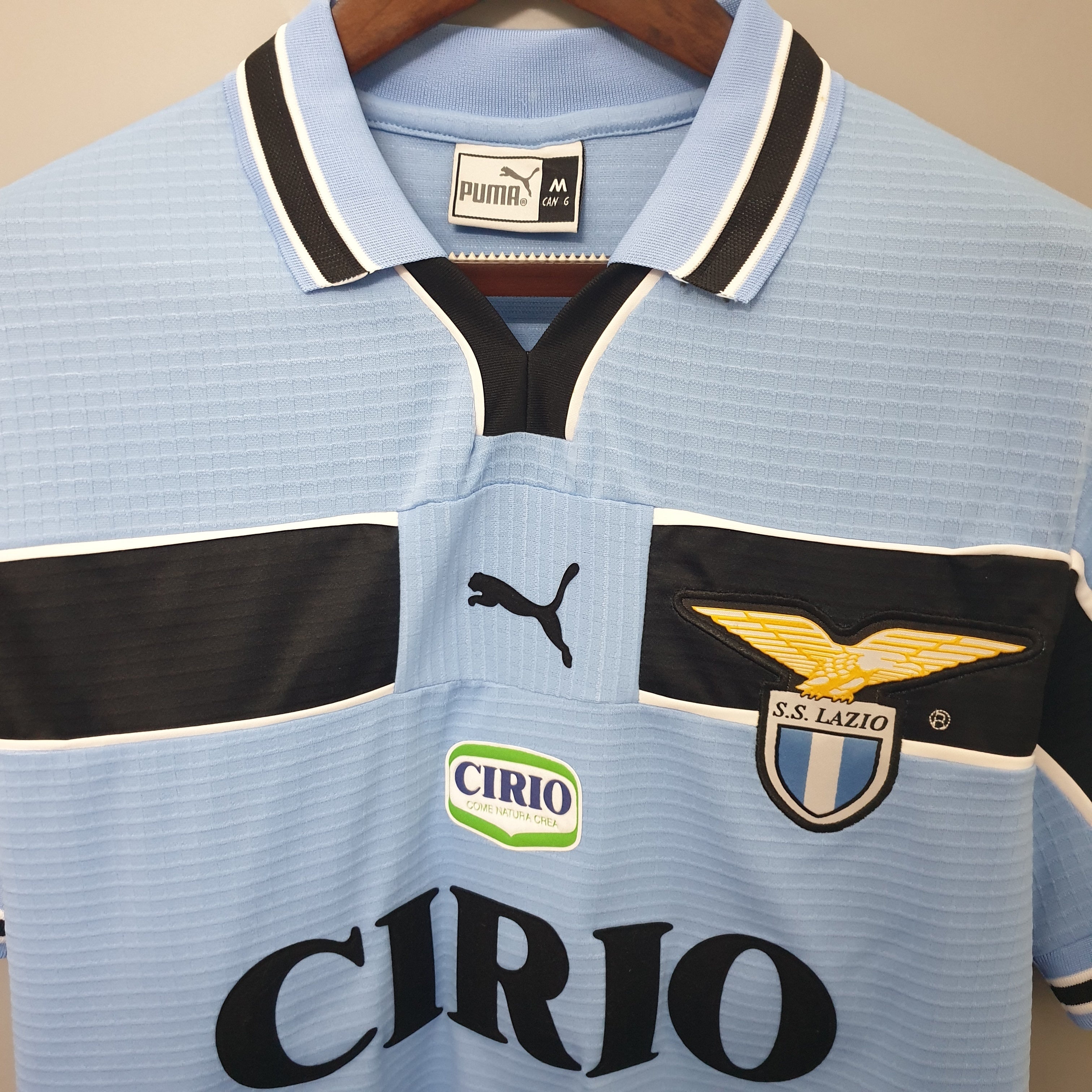 1990s Lazio Retro Football Shirt | Sky Blue Black Home