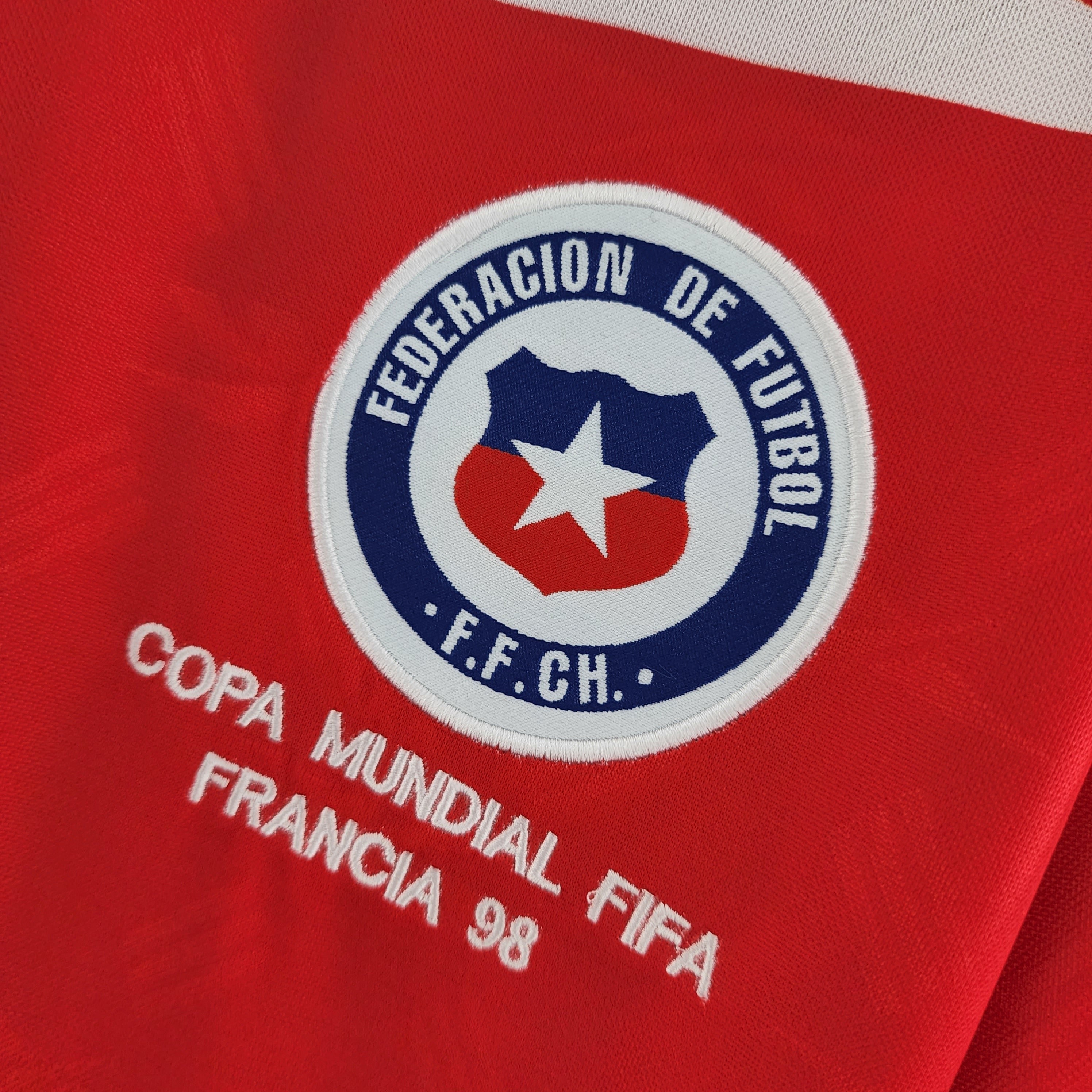 1990s Chile Retro Football Shirt | Red Blue Home