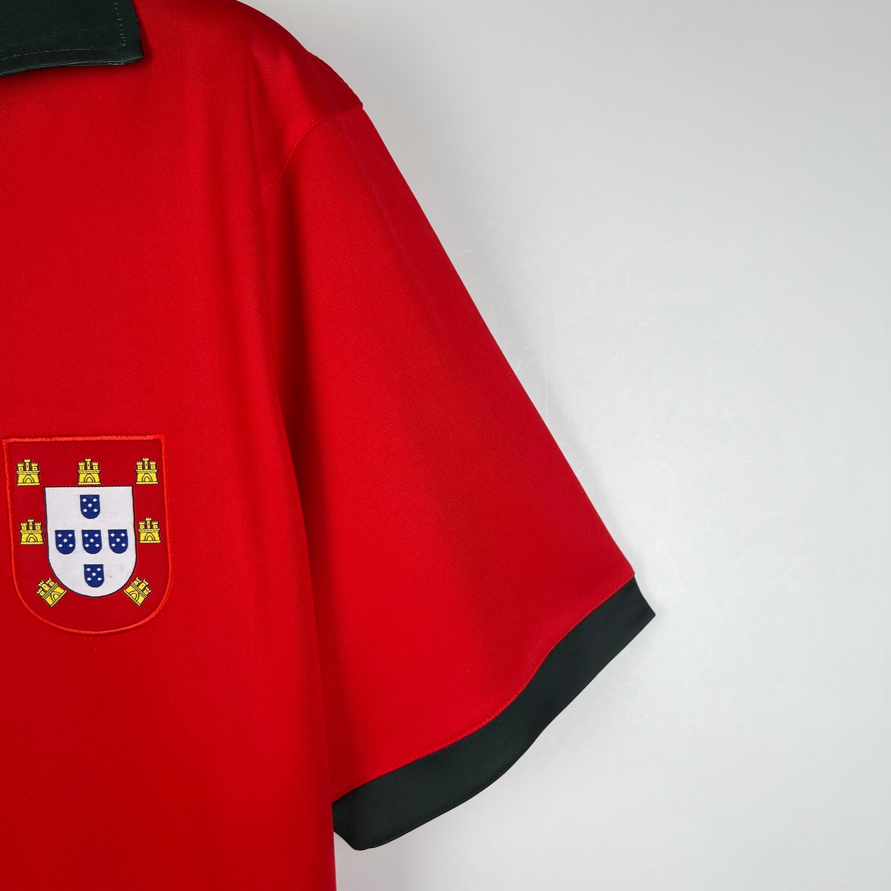 1980s Portugal Retro Football Shirt | Red Black Home