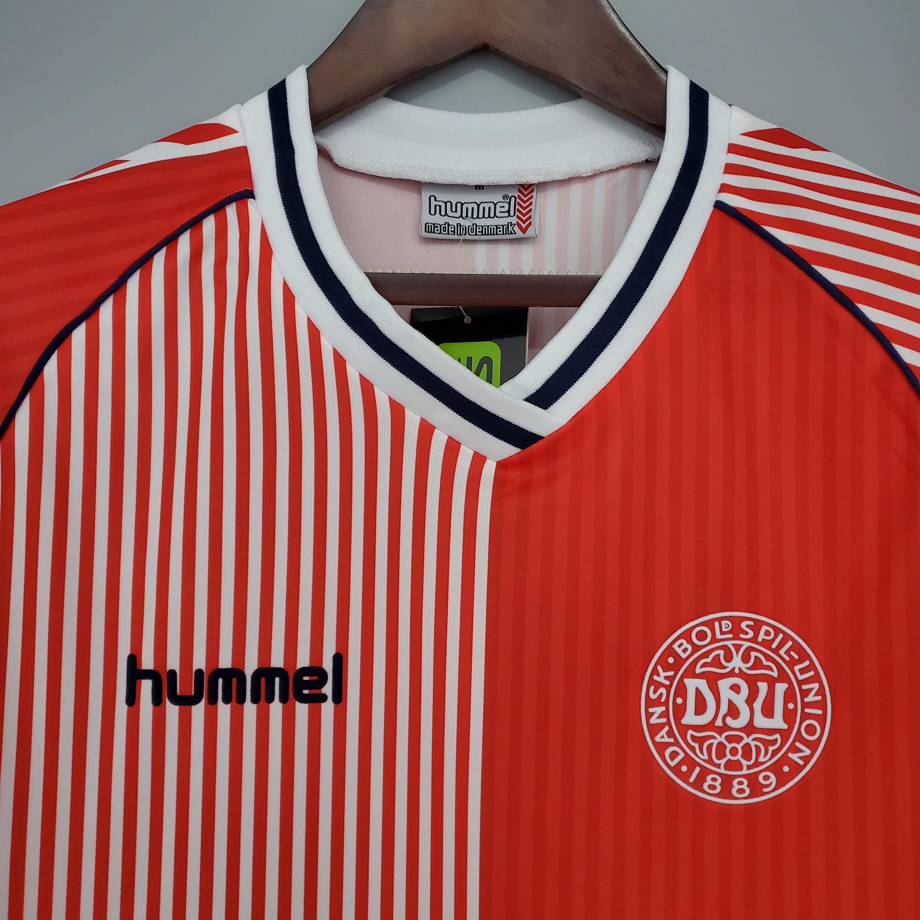 1990s Denmark Retro Football Shirt | Red White Home