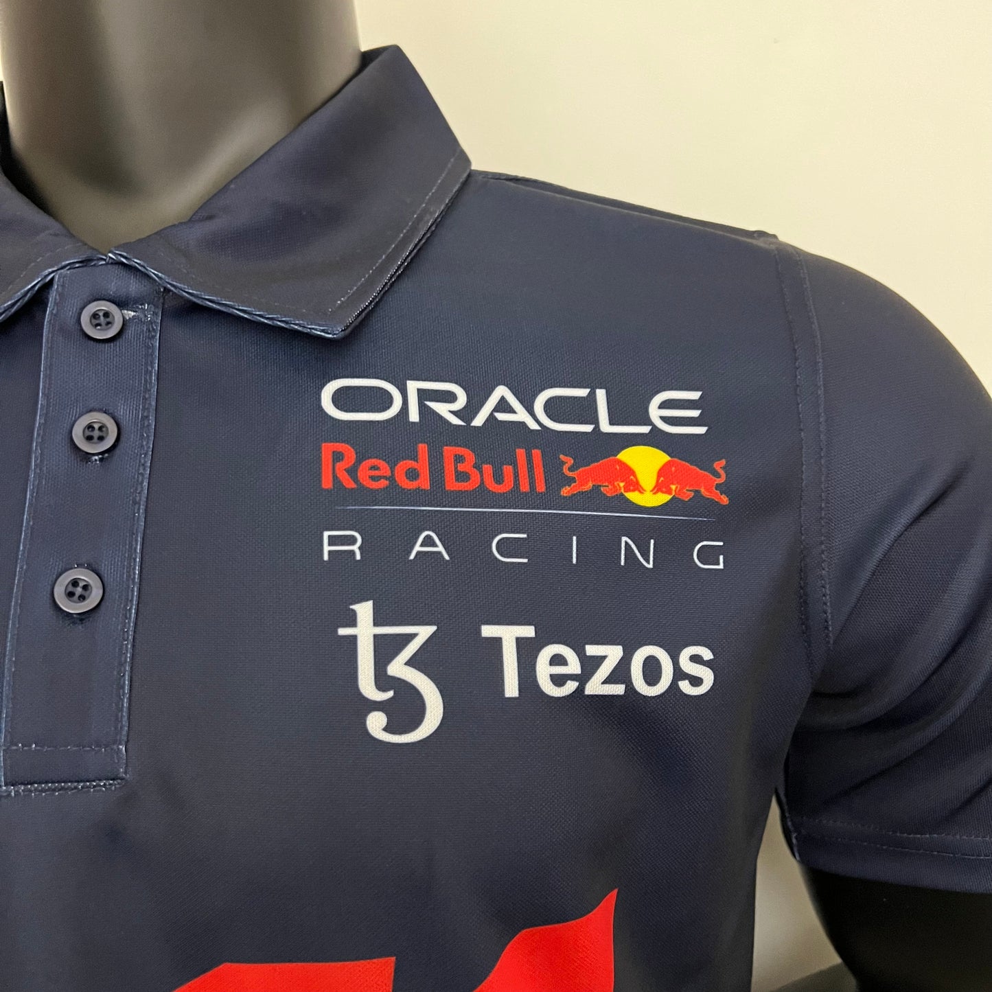 Red Bull Racing F1 2023 Polo – Player Fit – Oracle Sergio Perez #11 | Navy Blue