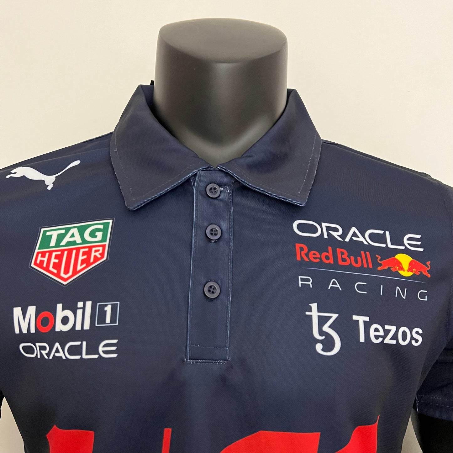 Red Bull Racing F1 2023 Polo – Player Fit – Oracle Sergio Perez #11 | Navy Blue