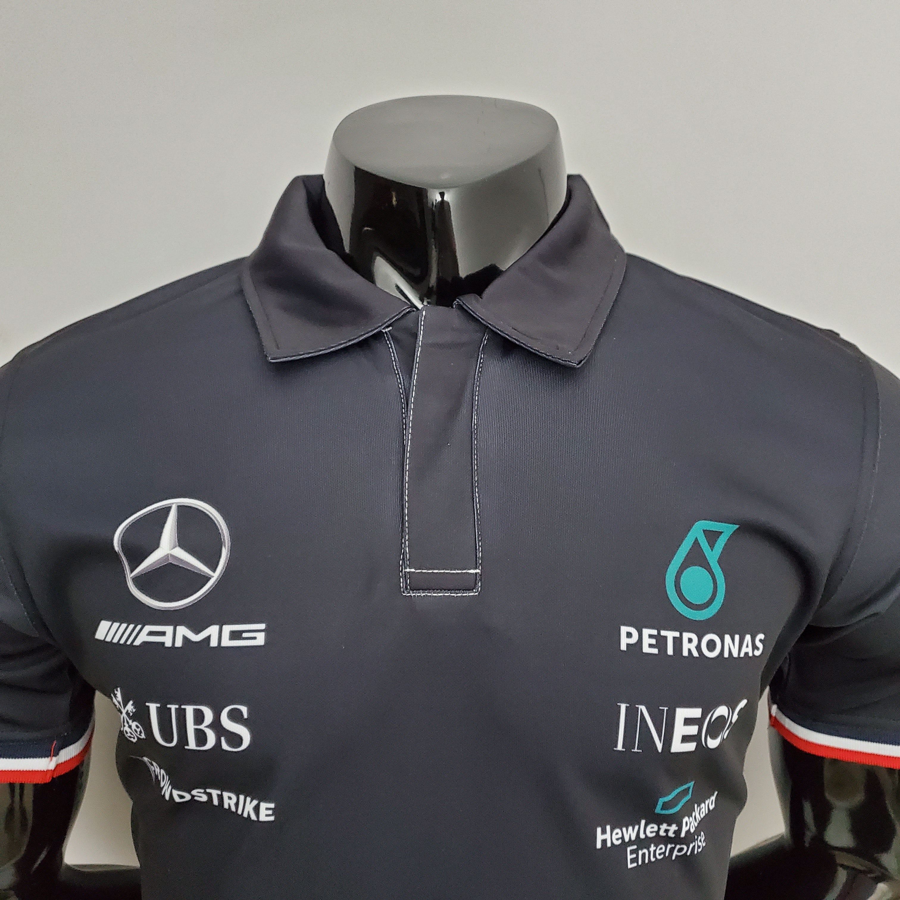 Mercedes AMG F1 2024 Player Fit Polo – Lewis Hamilton #44 Petronas | Black