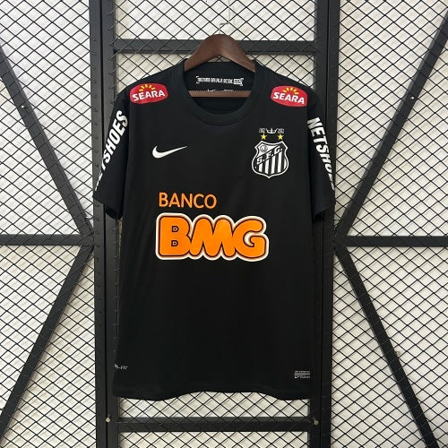 2010s Santos Retro Football Shirt | Black White Home