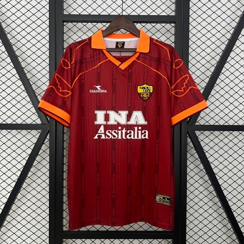 1990s AS Roma Retro Football Shirt | Maroon Orange Home
