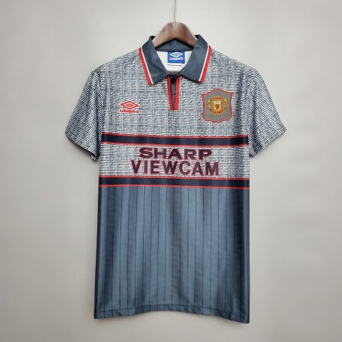 1990s Manchester United Retro Football Shirt | Grey Black Home