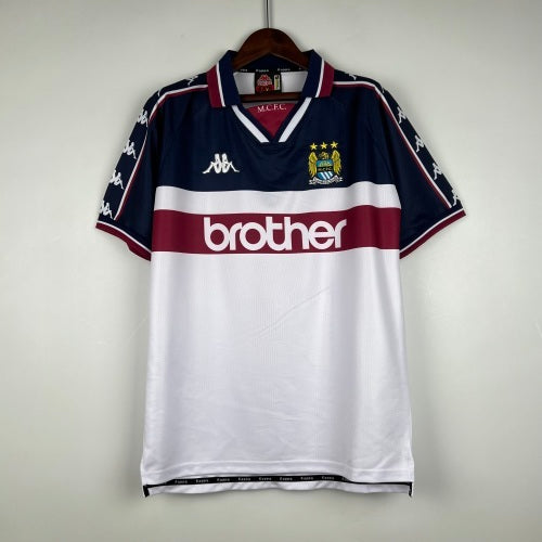 1990s Manchester City Retro Football Shirt | Navy Burgundy Home