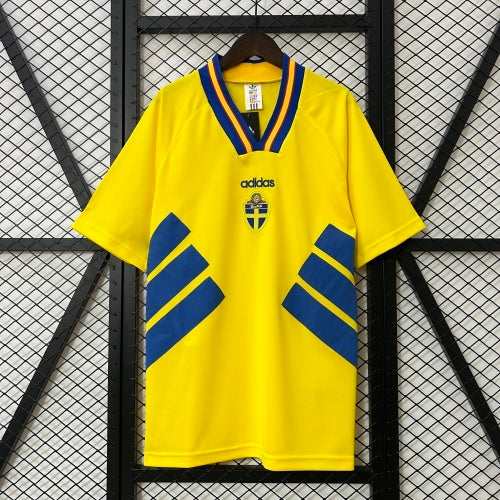 1990s Sweden Retro Football Shirt | Yellow Blue Home