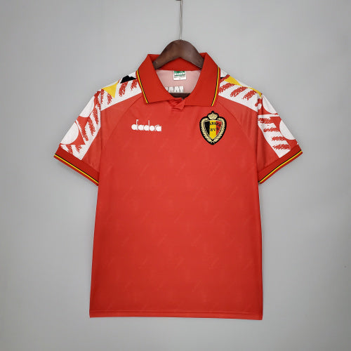 1990s Belgium Retro Football Shirt | Red White Home