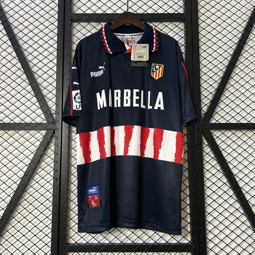 1990s Atletico Madrid Retro Football Shirt | Navy Red Home