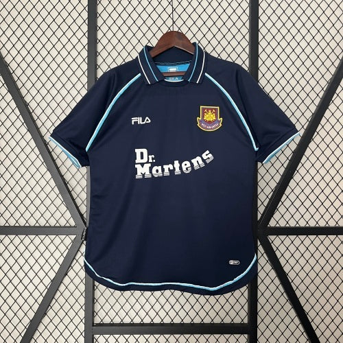 1990s West Ham United Retro Football Shirt | Navy Light Blue Home