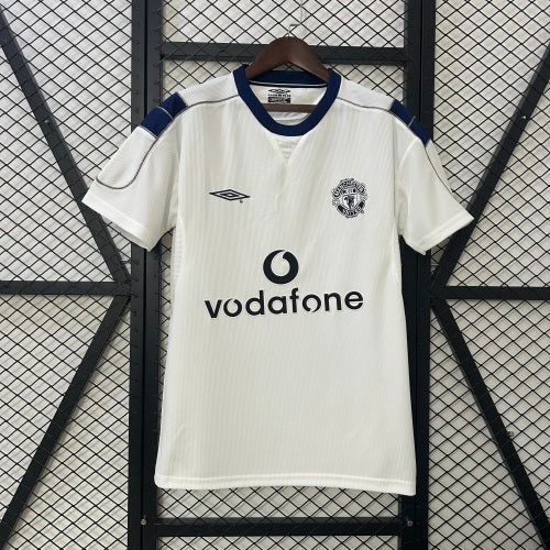 2000s Manchester United Retro Football Shirt | White Navy Home