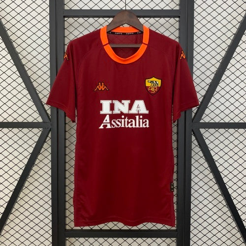 1990s AS Roma Retro Football Shirt | Maroon Orange Home