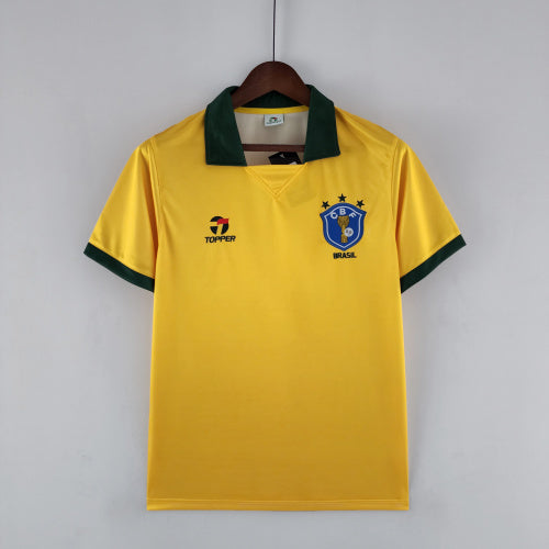 1990s Brazil Retro Football Shirt | Yellow Green Home