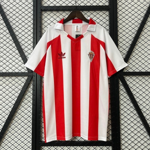 1990s Sporting Gijon Retro Football Shirt | Red White Home
