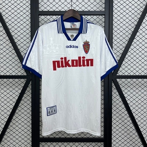 1990s Real Zaragoza Retro Football Shirt | White Blue Home