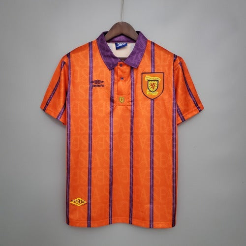 1990s Scotland Retro Football Shirt | Orange Purple Home