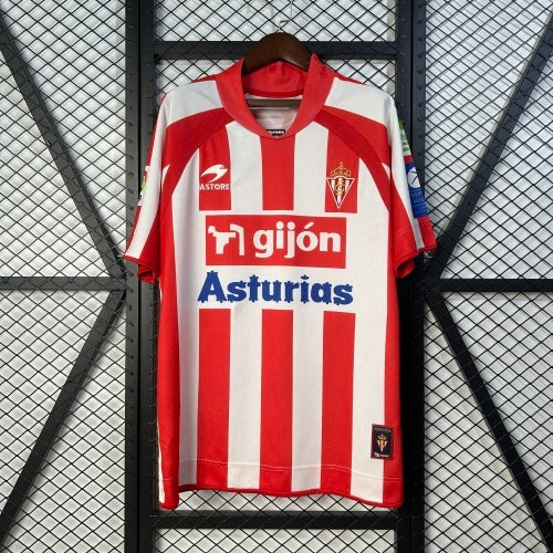 2000s Sporting Gijon Retro Football Shirt | Red White Home