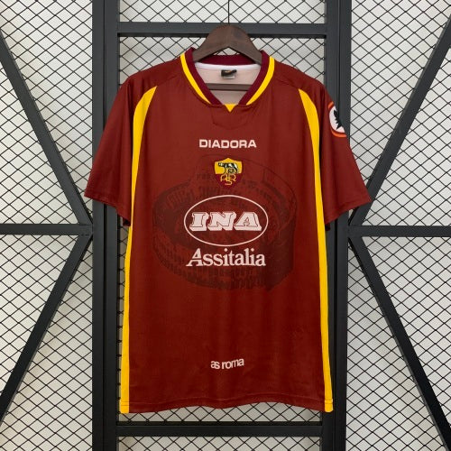 1990s AS Roma Retro Football Shirt | Maroon Yellow Home