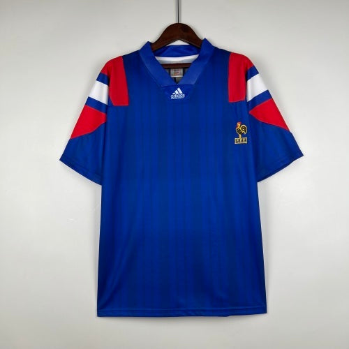 1990s France Retro Football Shirt | Blue Red Home