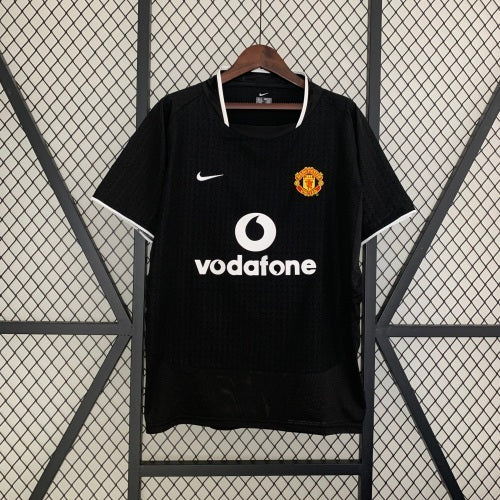 2000s Manchester United Retro Football Shirt | Black White Home