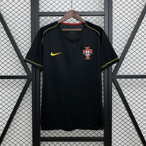 2000s Portugal Retro Football Shirt | Black Yellow Home