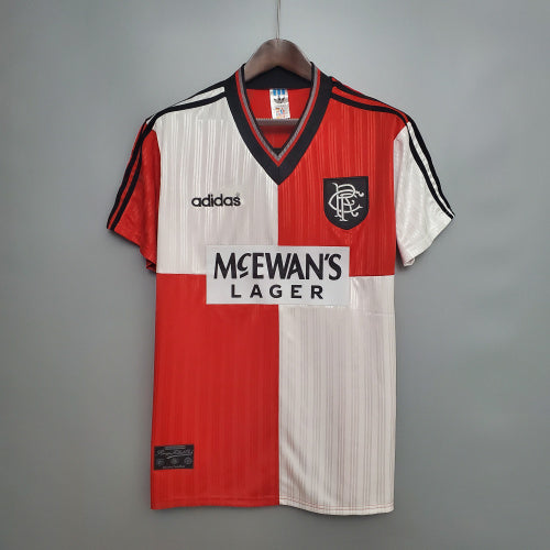 1990s Rangers Retro Football Shirt | Red White Home