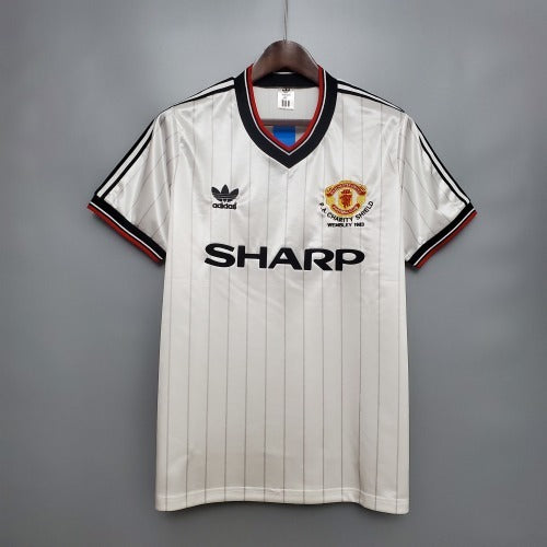 1980s Manchester United Retro Football Shirt | White Black Home