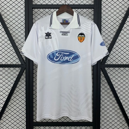 1990s Valencia Retro Football Shirt | White Black Home