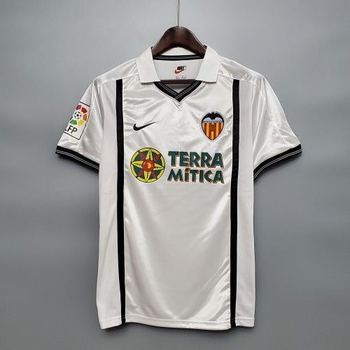 1990s Valencia Retro Football Shirt | White Black Home