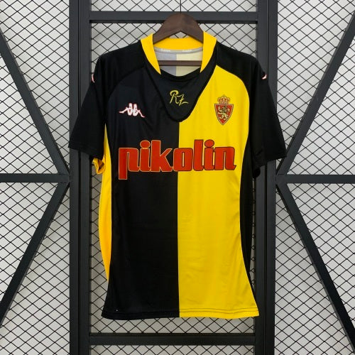 1990s Real Zaragoza Retro Football Shirt | Yellow Black Home