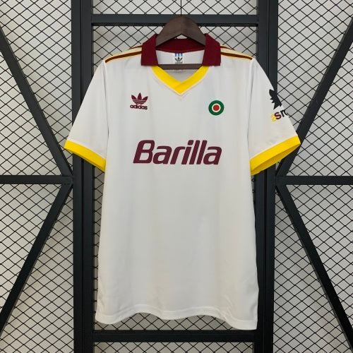 1980s AS Roma Retro Football Shirt | White Yellow Home