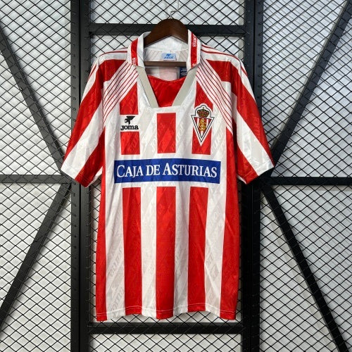 1990s Sporting Gijon Retro Football Shirt | Red White Home