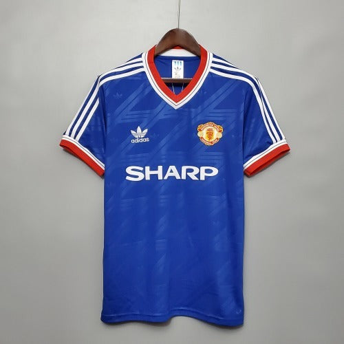 1990s Manchester United Retro Football Shirt | Blue Red Home