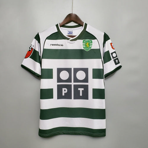 1990s Sporting CP Retro Football Shirt | Green White Home