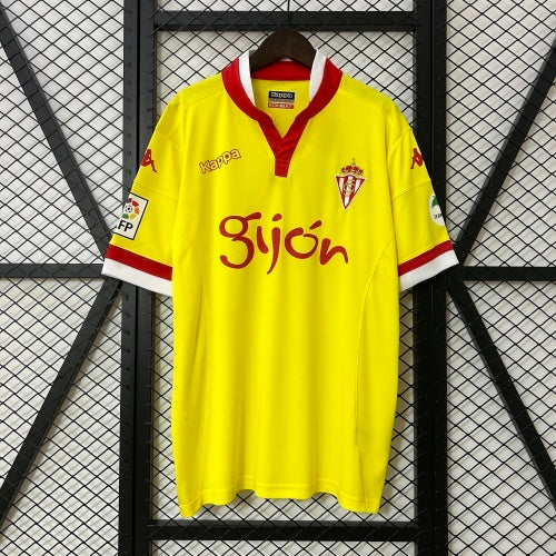1990s Sporting Gijon Retro Football Shirt | Yellow Red Home