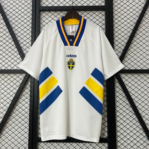1990s Sweden Retro Football Shirt | White Blue Home
