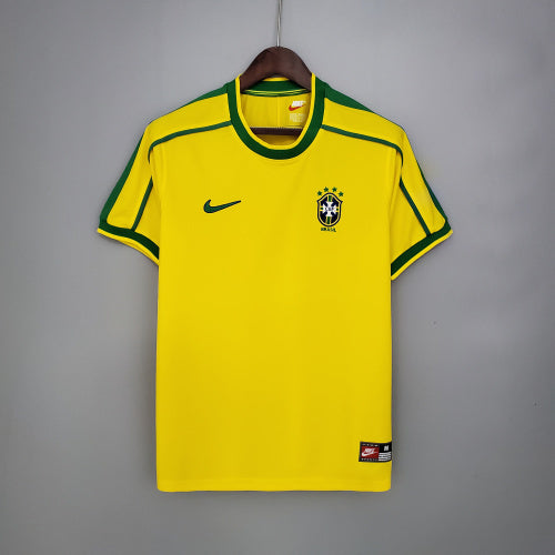 1990s Brazil Retro Football Shirt | Yellow Green Home
