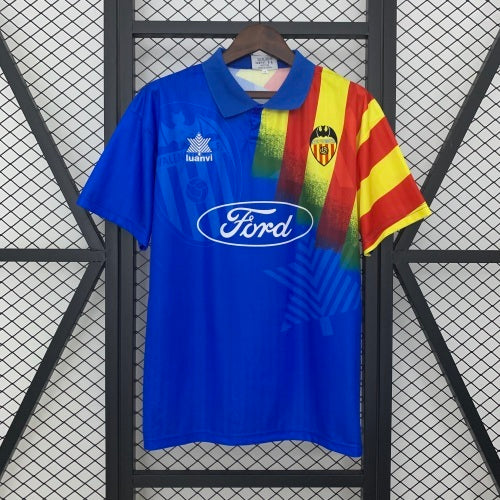 1990s Valencia Retro Football Shirt | Blue Yellow Home
