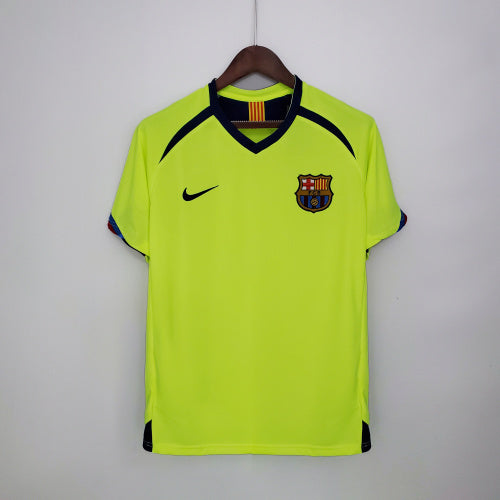 2020s Barcelona Retro Football Shirt | Neon Yellow Navy Home