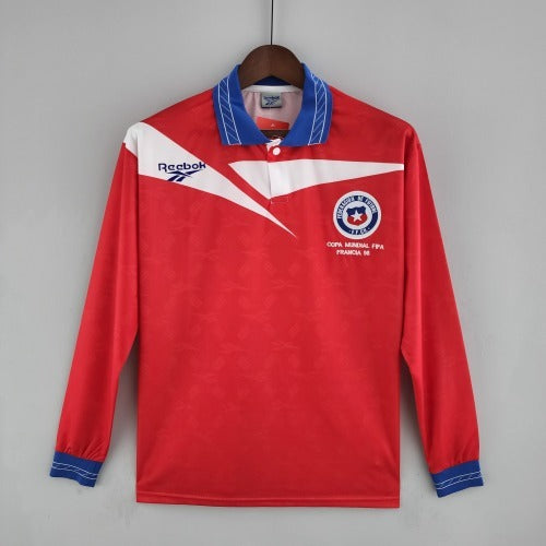 1990s Chile Retro Football Shirt | Red Blue Home