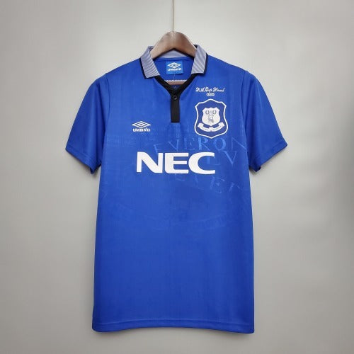 1990s Everton Retro Football Shirt | Blue Black Home