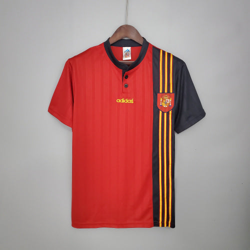 1990s Spain Retro Football Shirt | Red Black Home